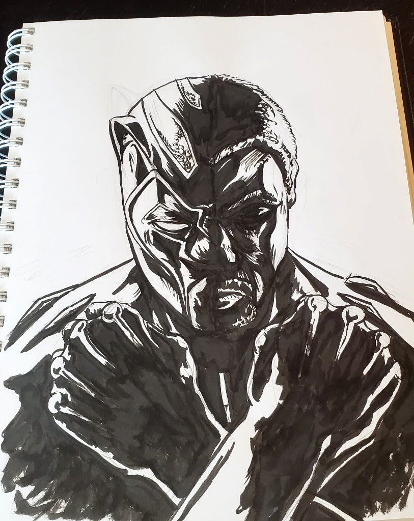 Tribute Black Panther Ink Drawing b
