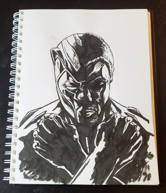 Tribute Black Panther Ink Drawing