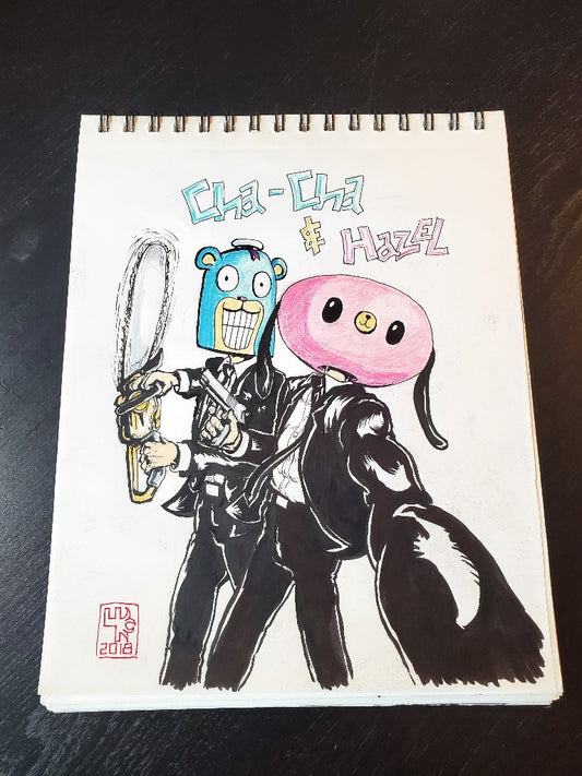 Hazel and Cha Cha from Umbrella Academy Ink Drawing