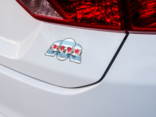 Chicago City Flag with Skull Flag Bubble-free stickers