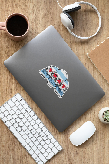 Chicago City Flag with Skull Flag Bubble-free stickers