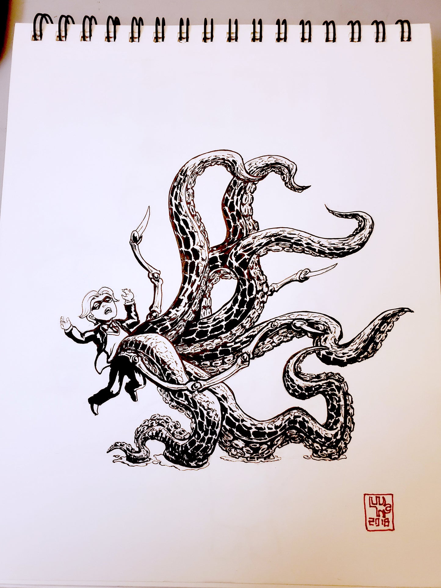 Horror from Umbrella Academy Ink Drawing