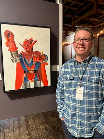 Red Original Robot Painting Oil on Canvas by Kyle La Fever at Show