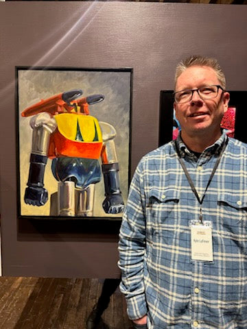 Tank oil on Canvas Painting Robot Toy Art in Gallery