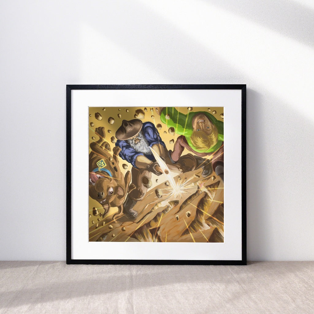 Miner Forty Niner with Shaggy and Scooby Art Print in a Frame