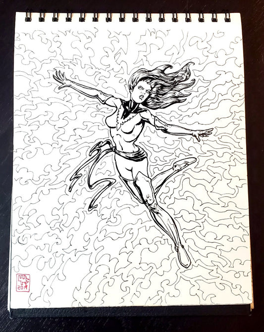 Phoenix Jean Grey Ink Drawing