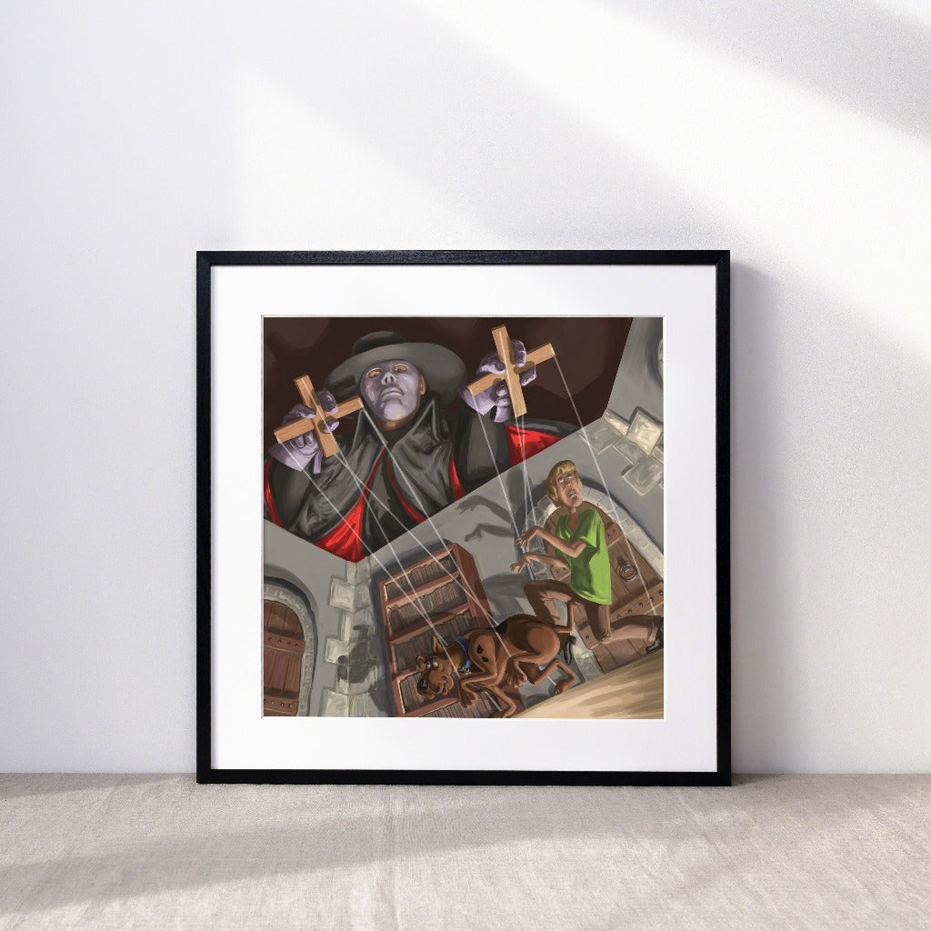 Puppet Master with Scooby and Shaggy Art Print by Kyle La Fever in a Frame