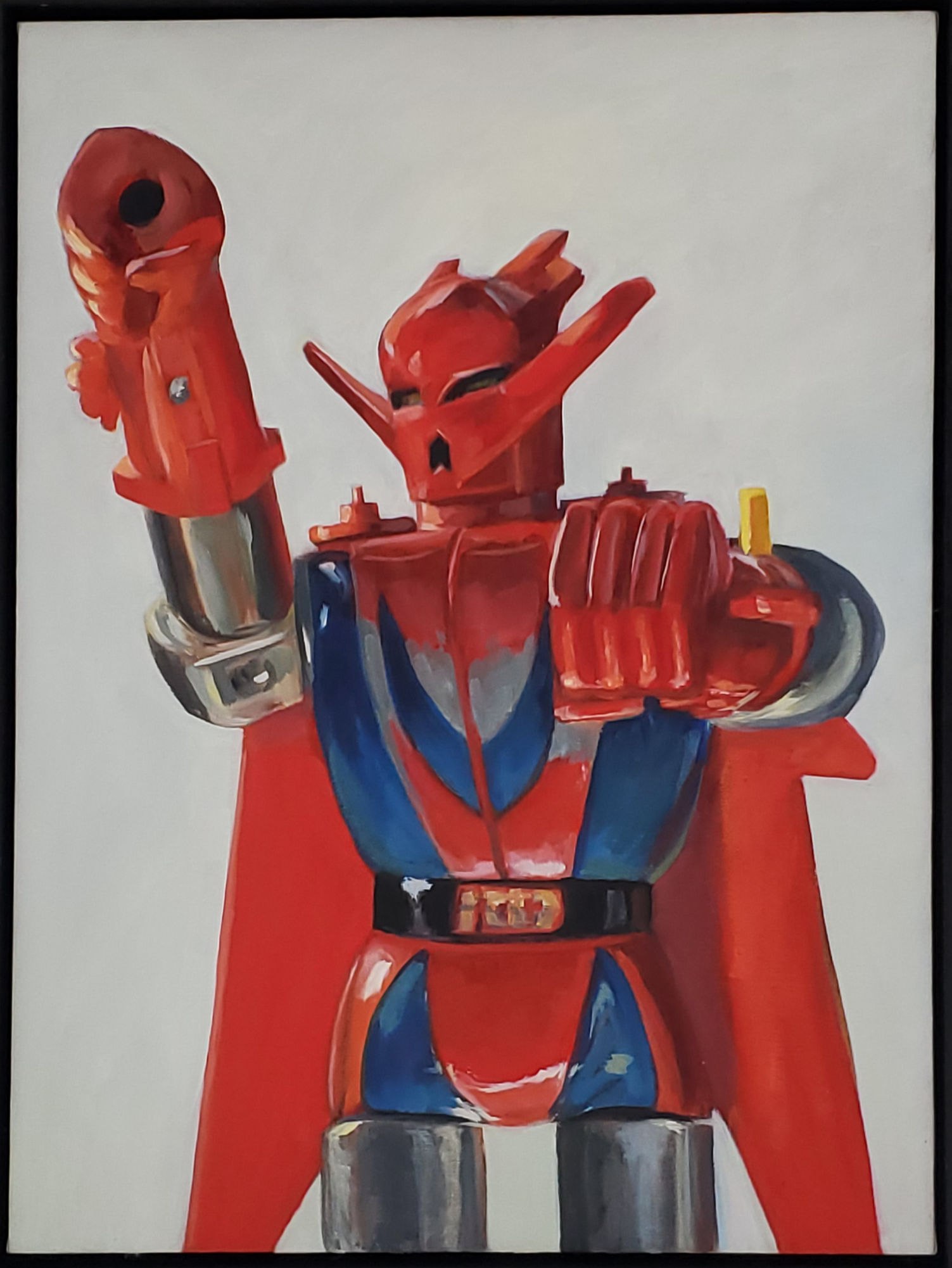 Red Original Robot Painting Oil on Canvas by Kyle La Fever