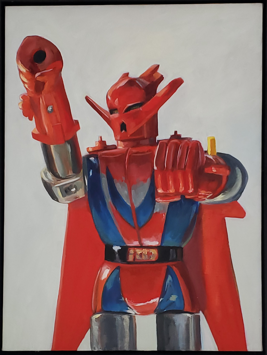 Red Original Robot Painting Oil on Canvas by Kyle La Fever