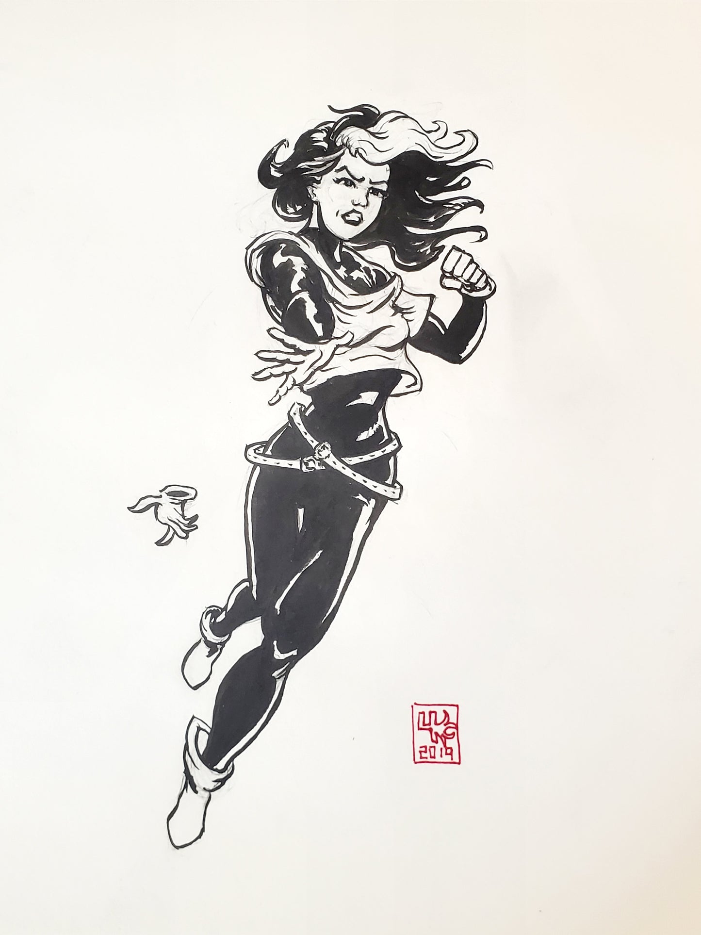 Rogue from the X-Men Original Ink Drawing c