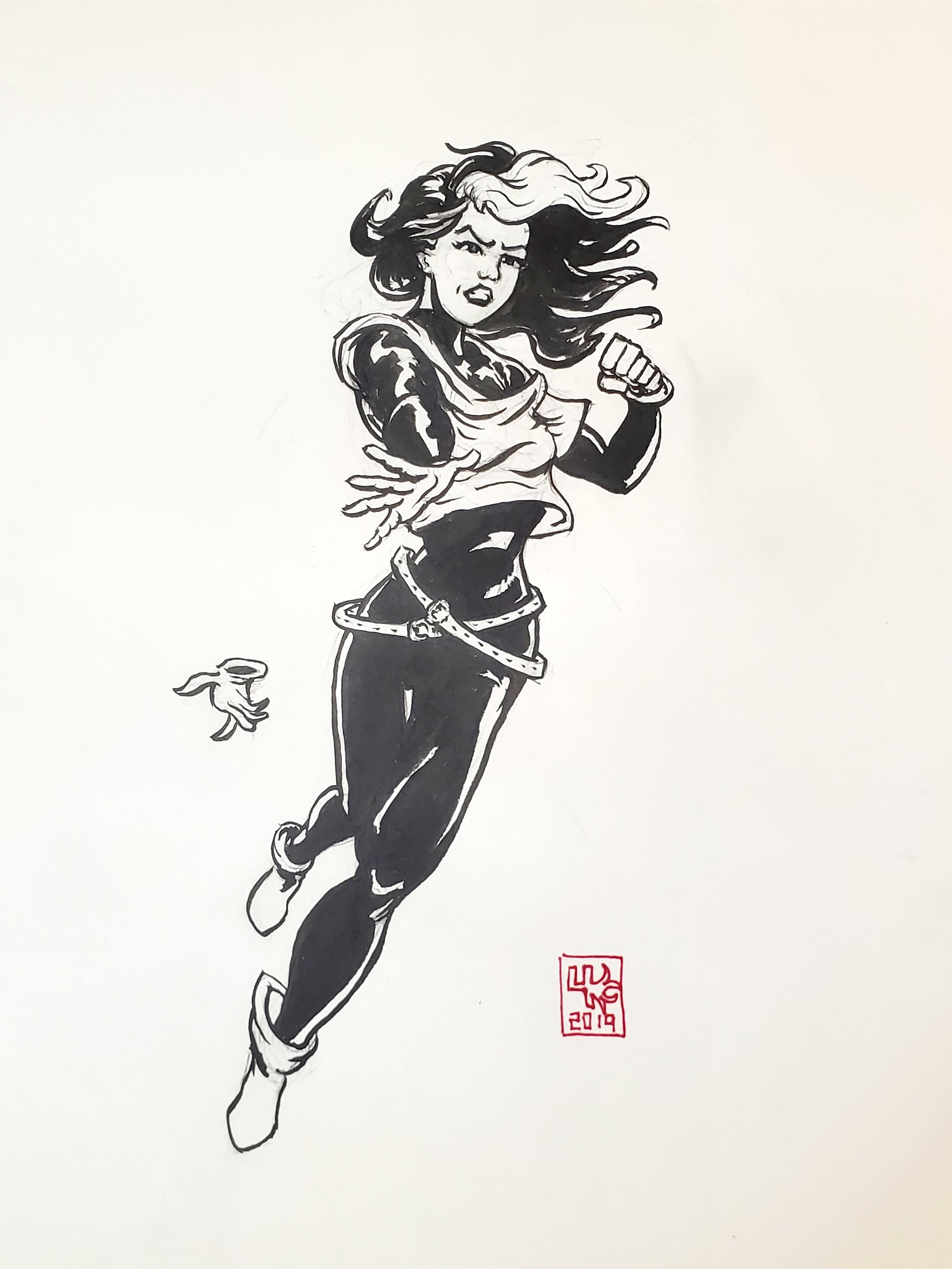 Rogue from the X-Men Original Ink Drawing c