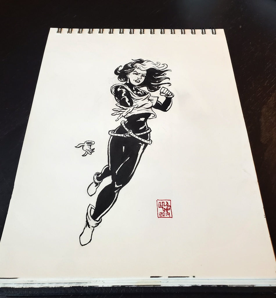 Rogue from the X-Men Original Ink Drawing b