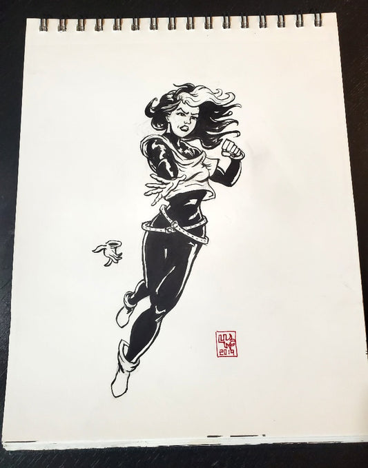 Rogue from the X-Men Original Ink Drawing