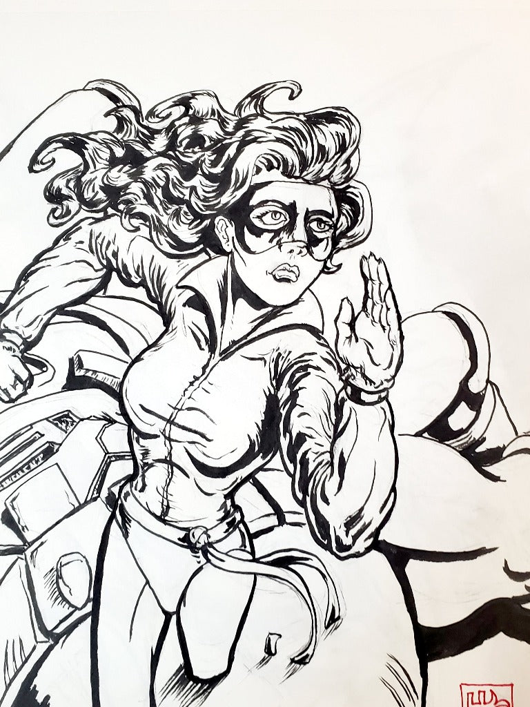 Shadowcat Kitty Pryde Ink Drawing detail