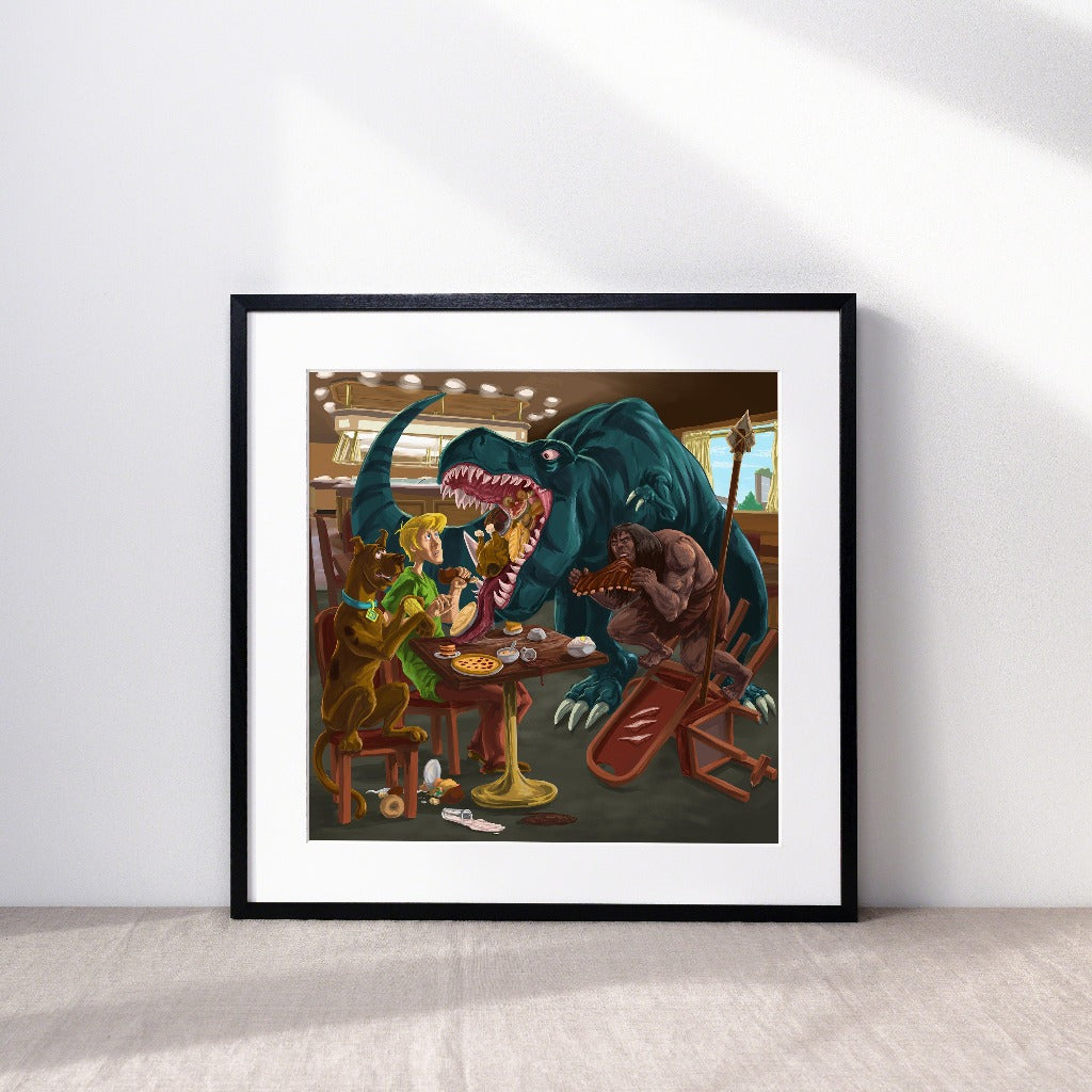 Primal Fang and Spear meet Scooby Doo and Shaggy Art Print