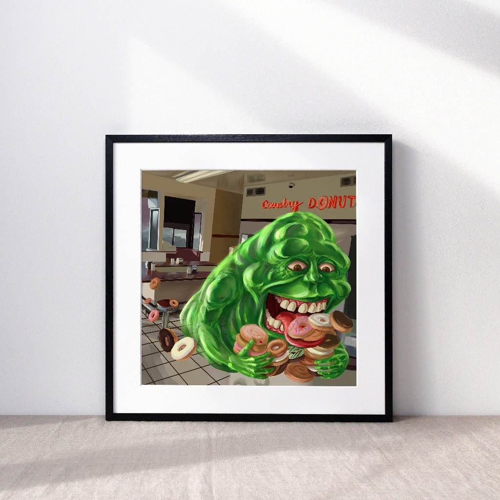 Slimer from Ghostbusters Art Print in a Frame