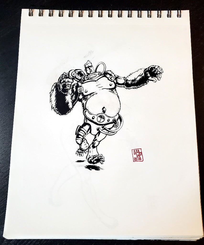 Spaceboy from Umbrella Academy Ink Drawing