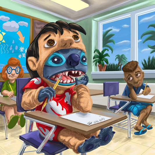 Stitch in Lilo Costume Art Print by Kyle La Fever