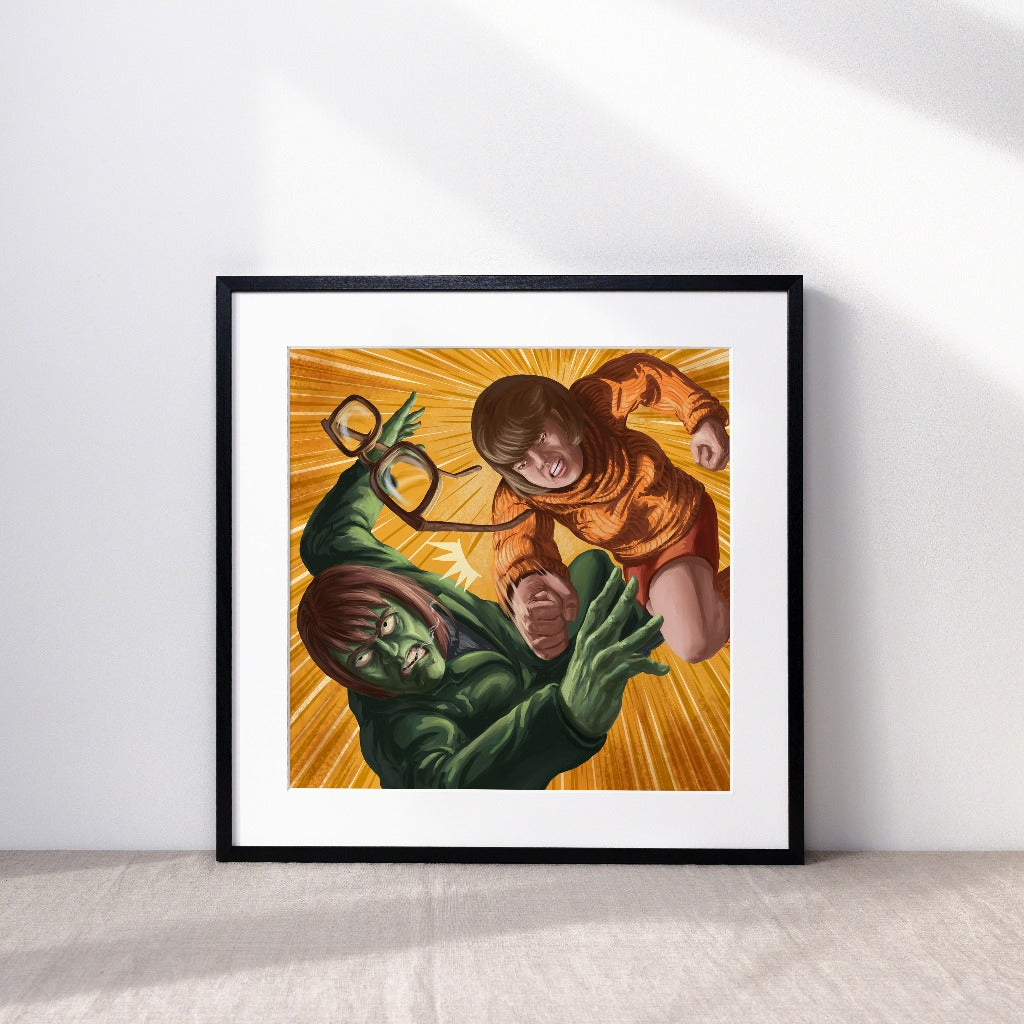 The Creeper with Velma from Scooby-Doo Art Print in a Frame