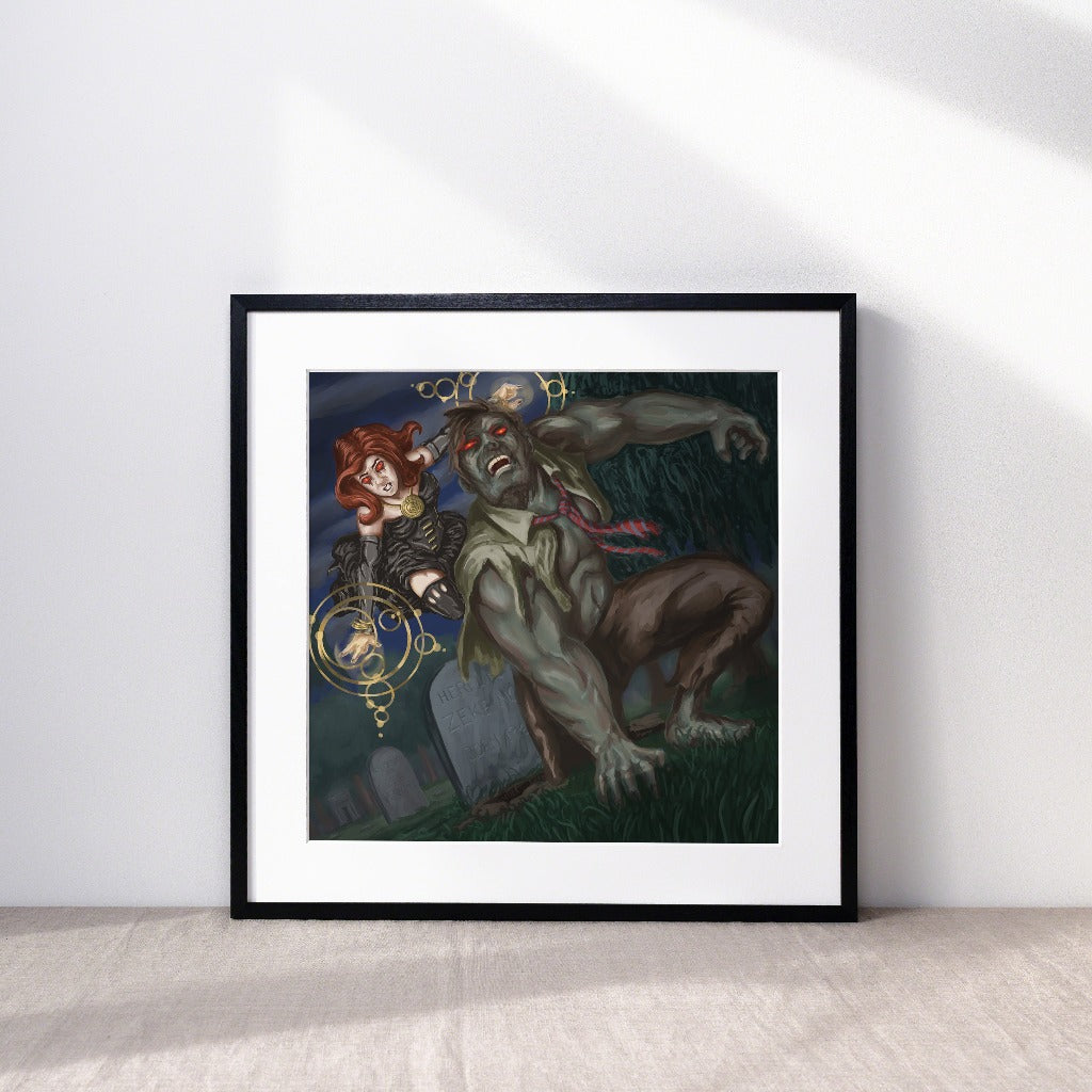 The Witch and Zombie from Scooby-Doo Art Print by Kyle La Fever in a Frame