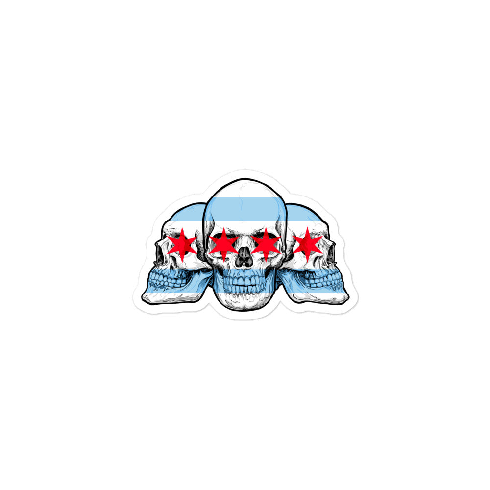Chicago City Flag with Skull Flag Bubble-free stickers