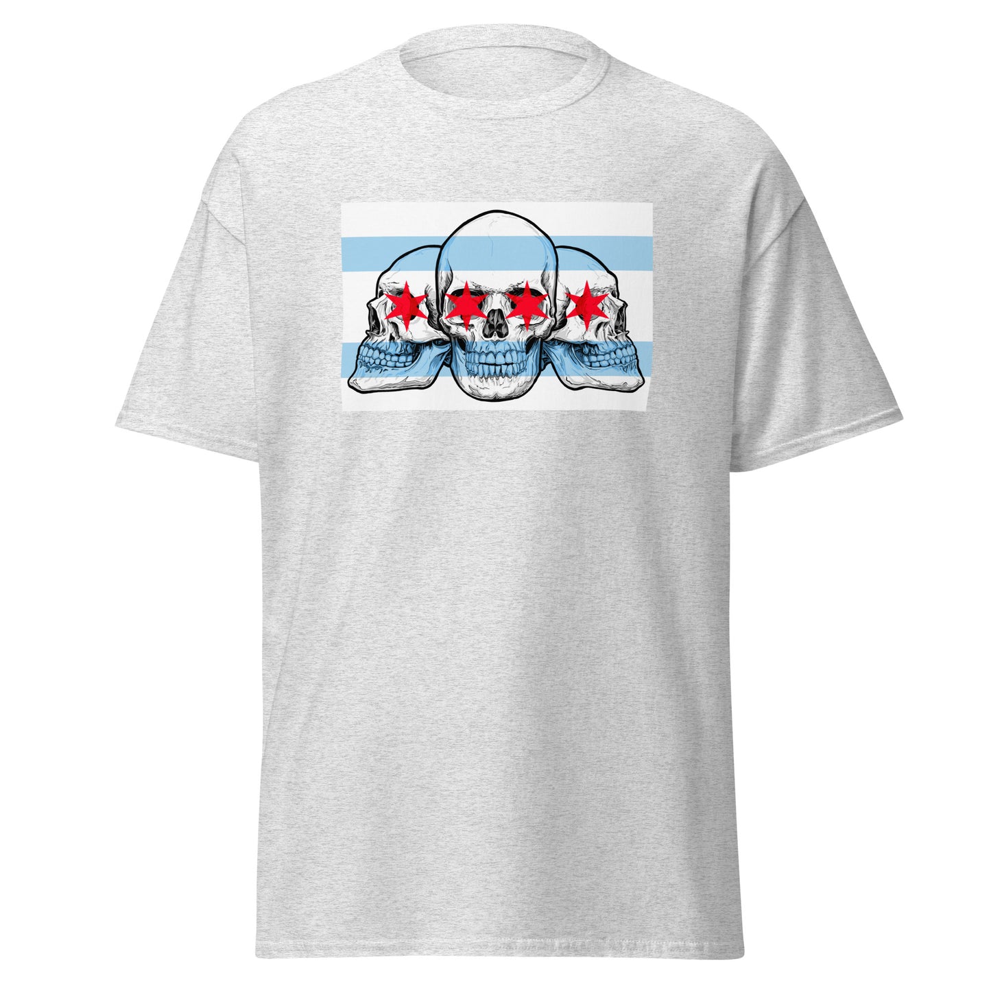 Chicago City Flag with Skulls T-Shirt Rectangle Design