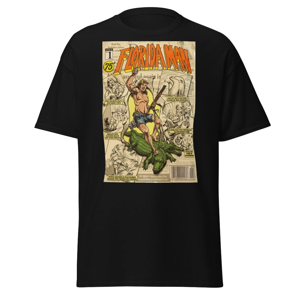 Florida Man Comic Cover T-shirt on Black