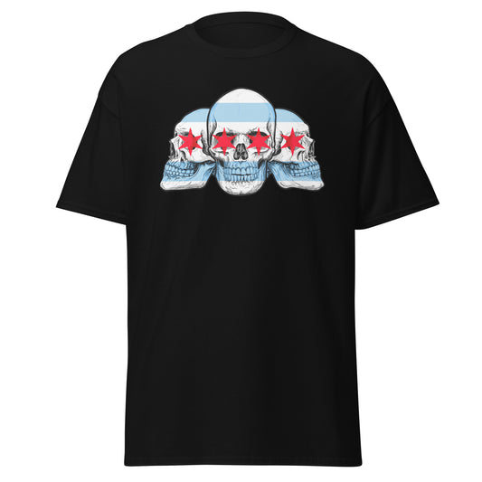 Chicago City Flag with Skulls T-Shirt