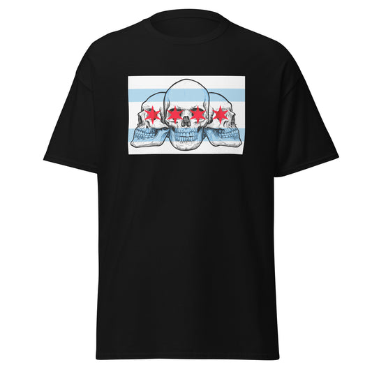 Chicago City Flag with Skulls T-Shirt Rectangle Design