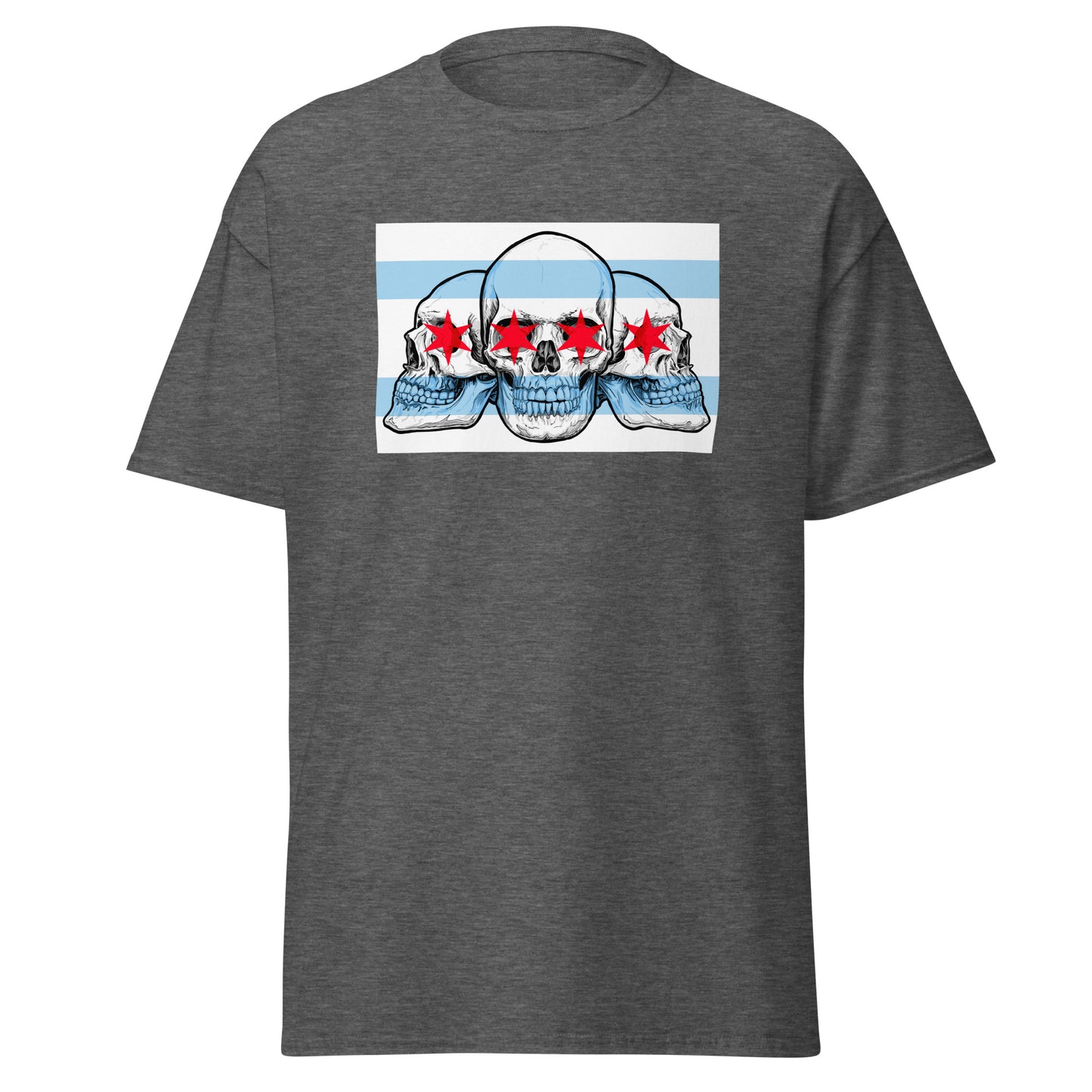 Chicago City Flag with Skulls T-Shirt Rectangle Design