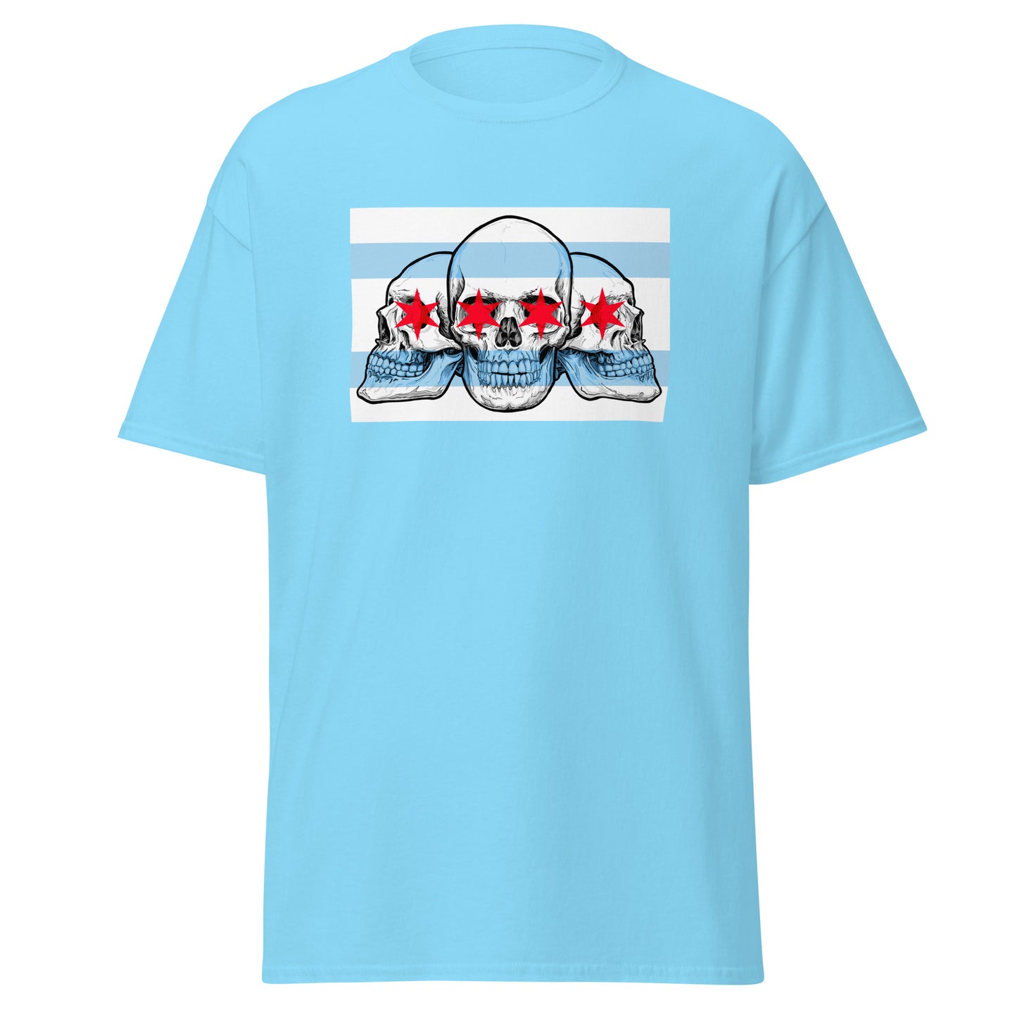 Chicago City Flag with Skulls T-Shirt Rectangle Design