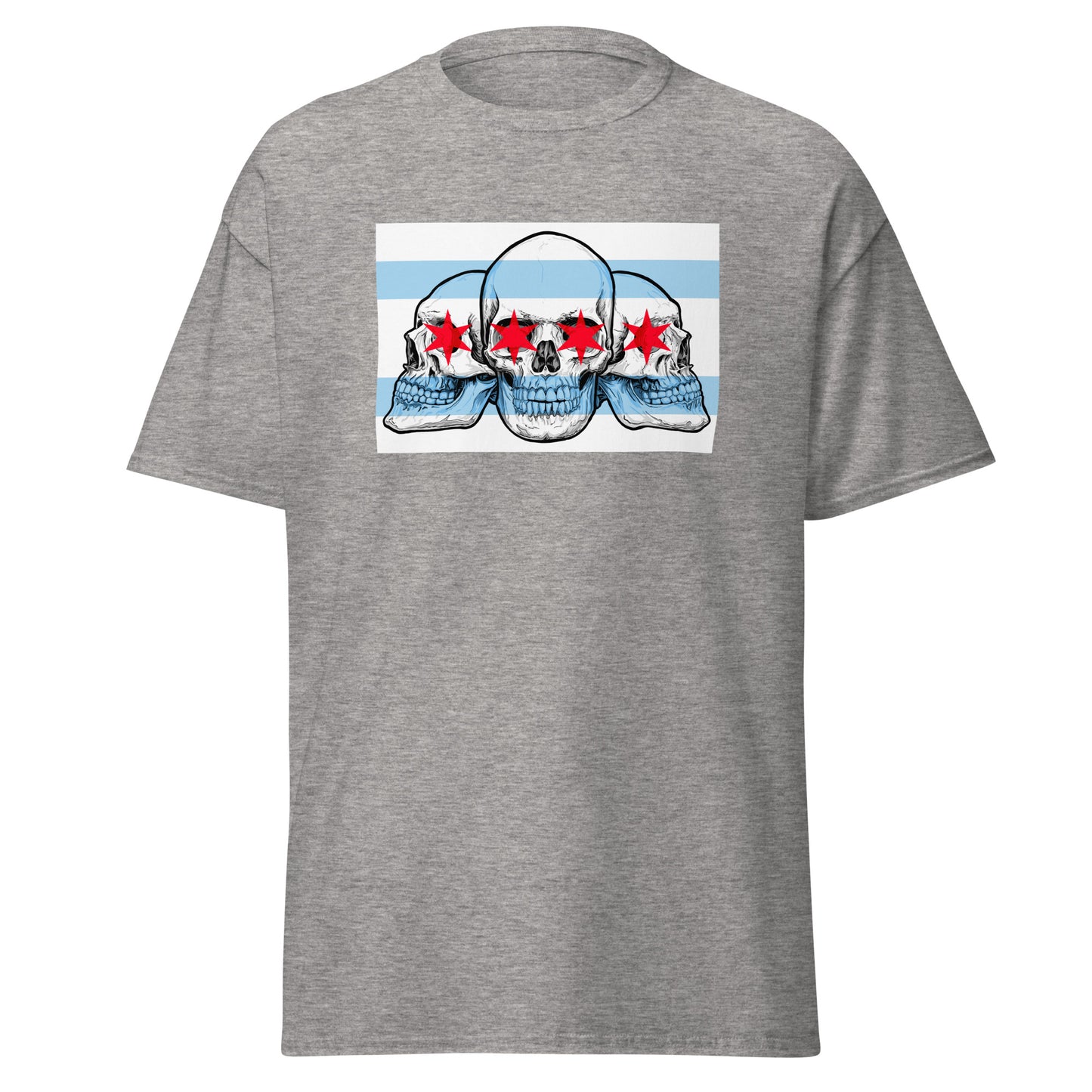 Chicago City Flag with Skulls T-Shirt Rectangle Design