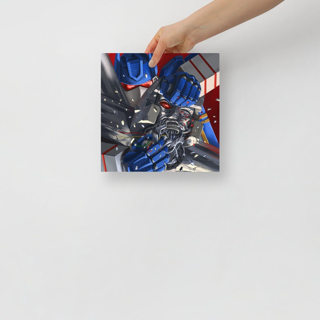 Megatron and Soundwave battle for the Decepticons Art Print 10x10