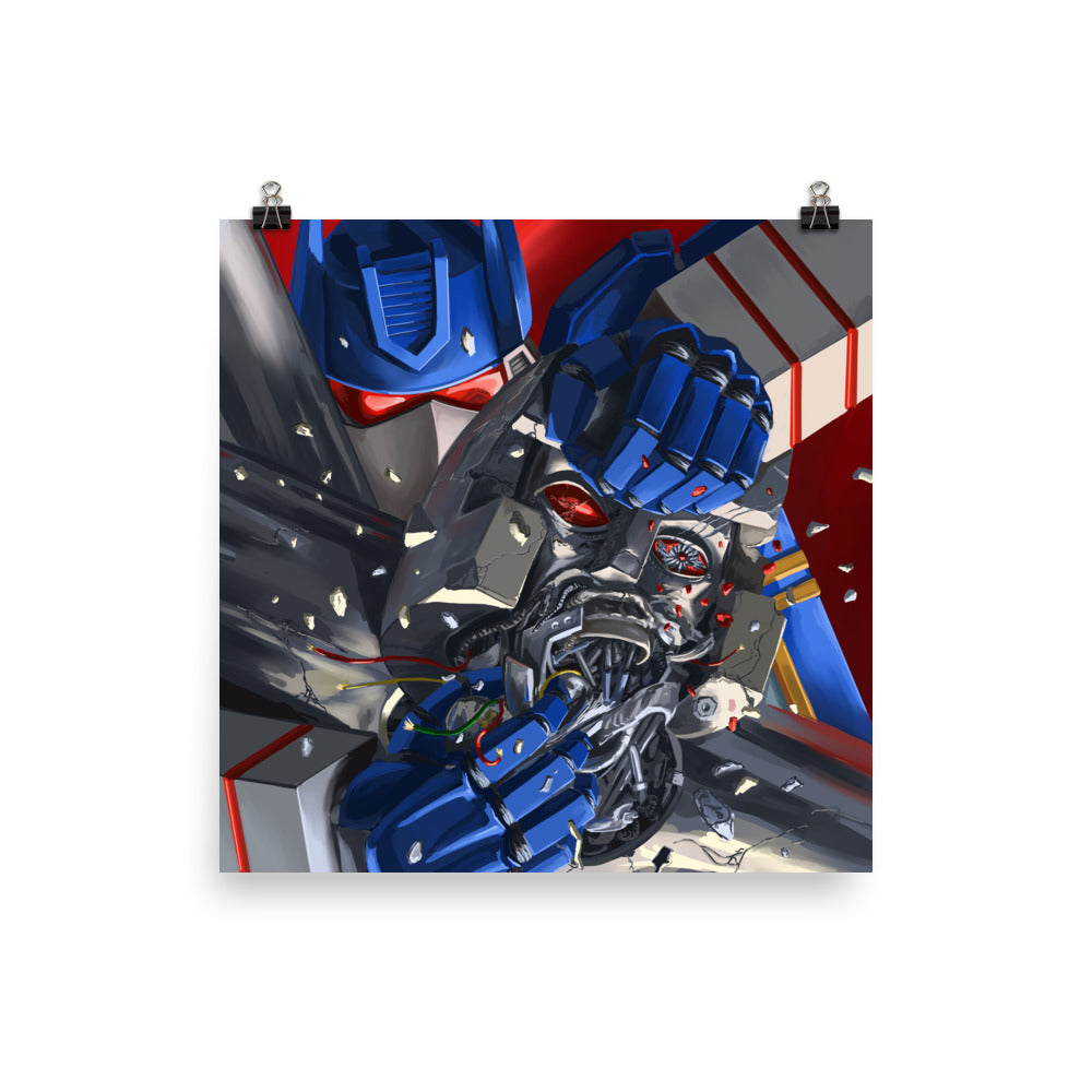 Megatron and Soundwave battle for the Decepticons Art Print