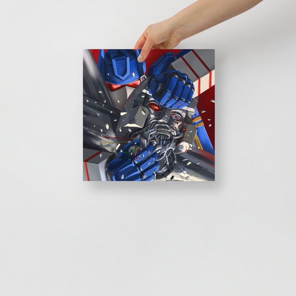 Megatron and Soundwave battle for the Decepticons Art Print 12x12