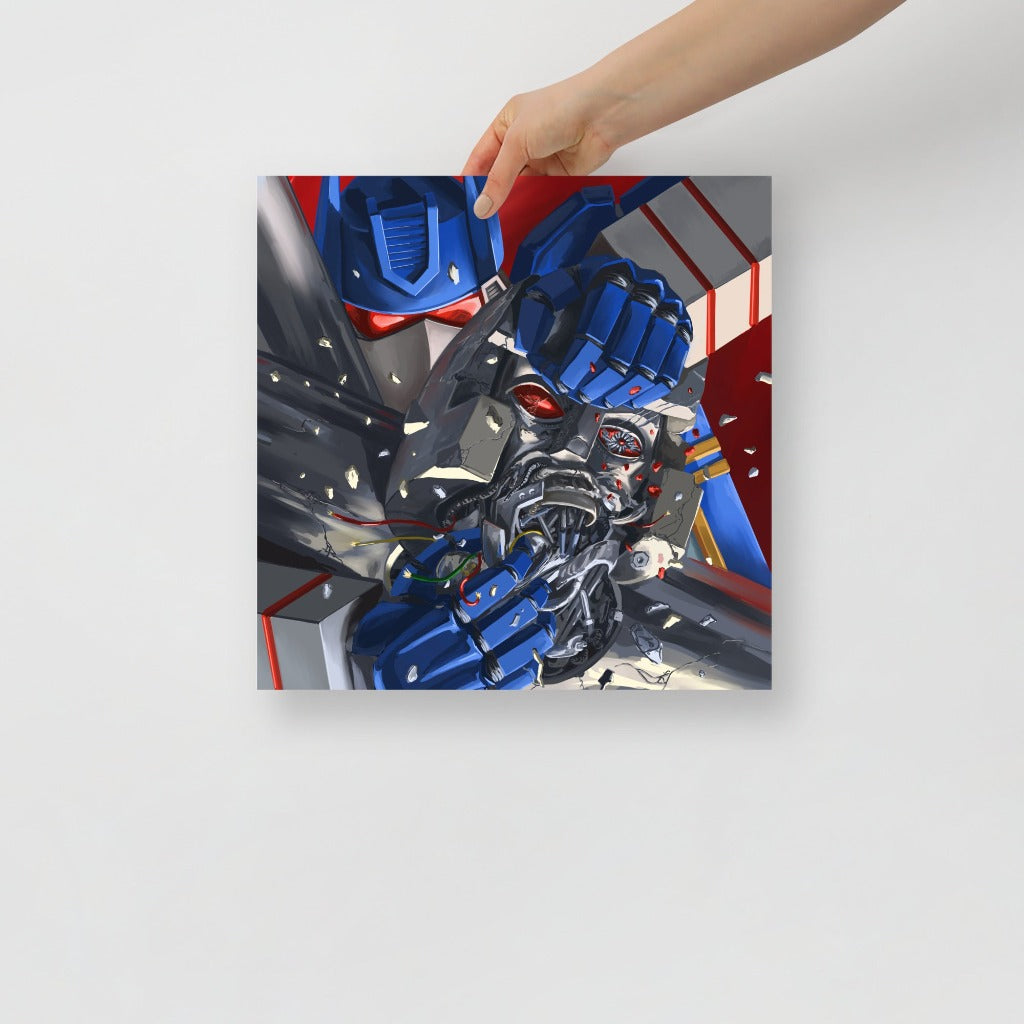 Megatron and Soundwave battle for the Decepticons Art Print 14x14