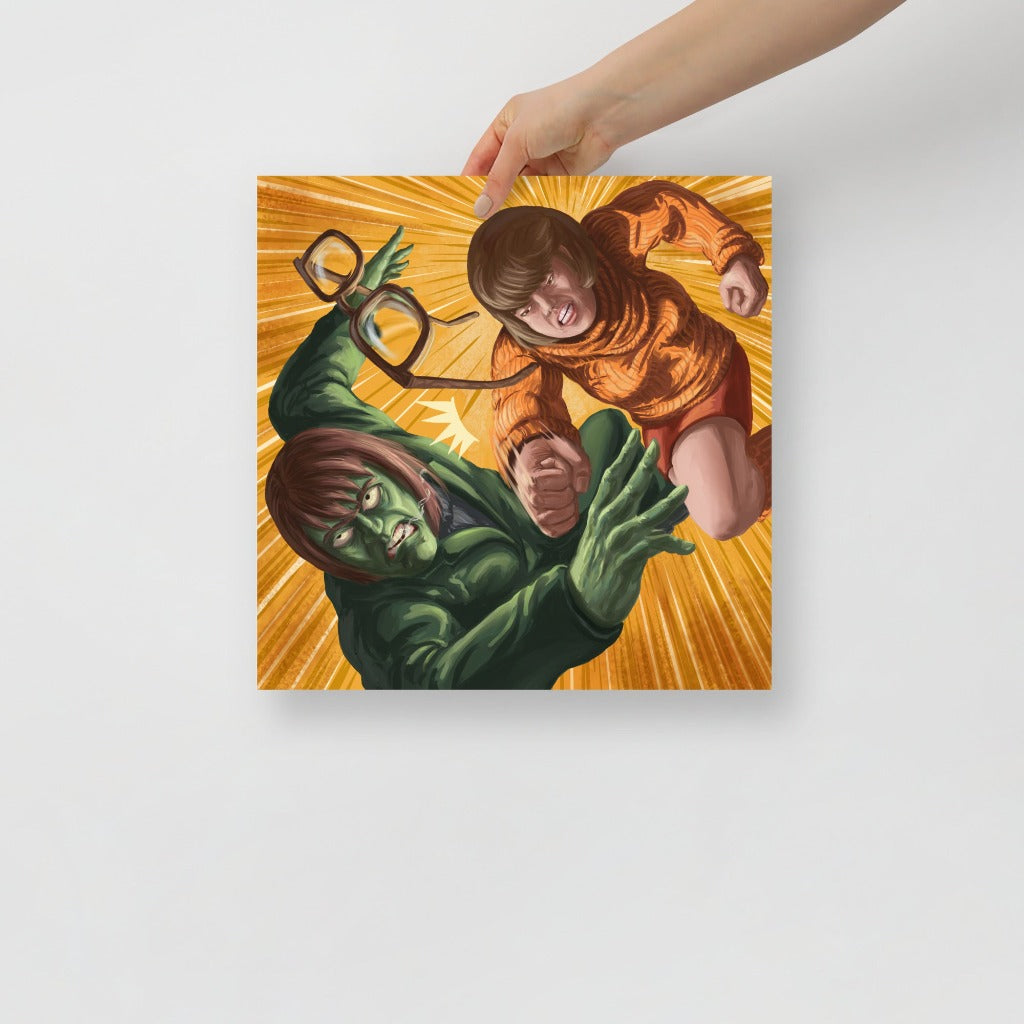 The Creeper with Velma from Scooby-Doo Art Print 14x14