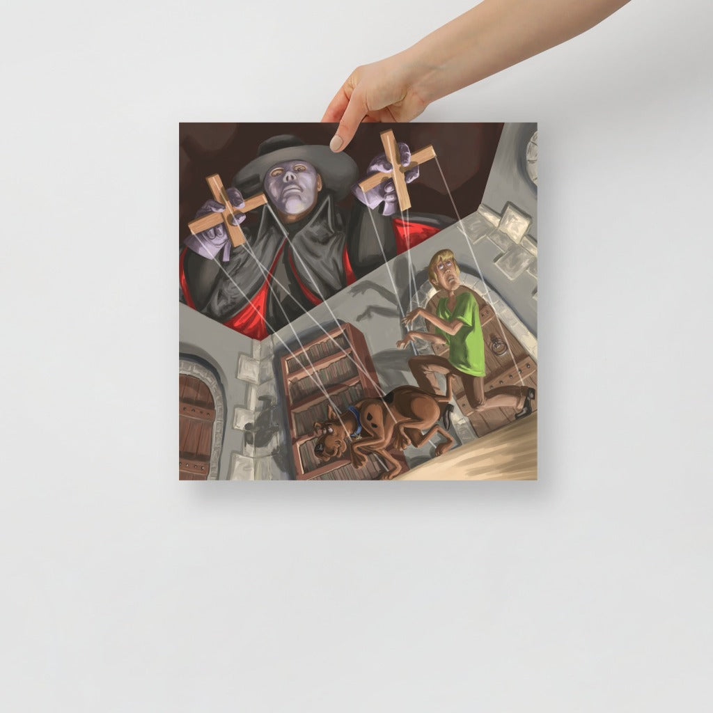 Puppet Master with Scooby and Shaggy Art Print 14 x 14 inches