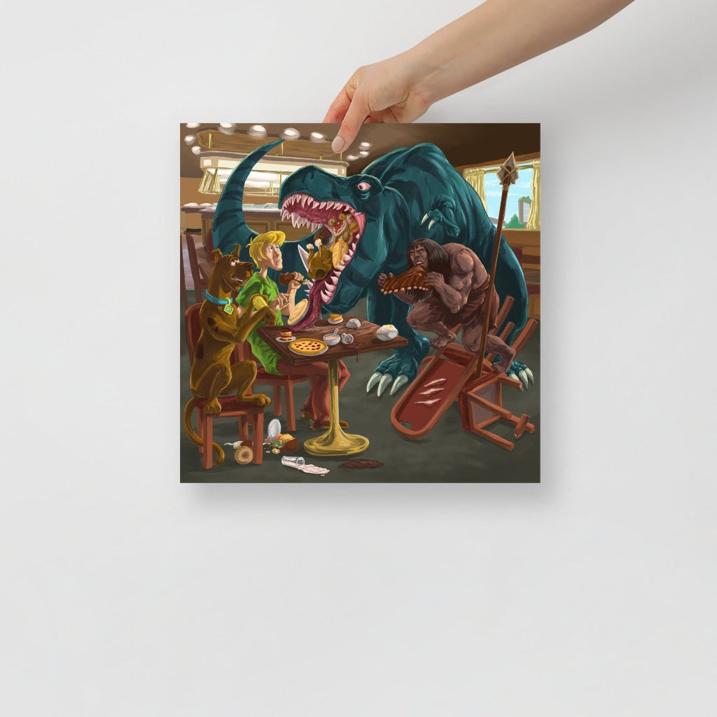 Primal Fang and Spear meet Scooby Doo and Shaggy Art Print 14x14