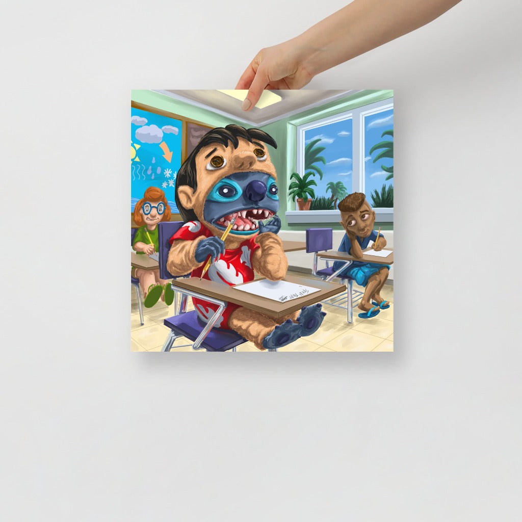 Stitch in Lilo Costume Art Print 14x14