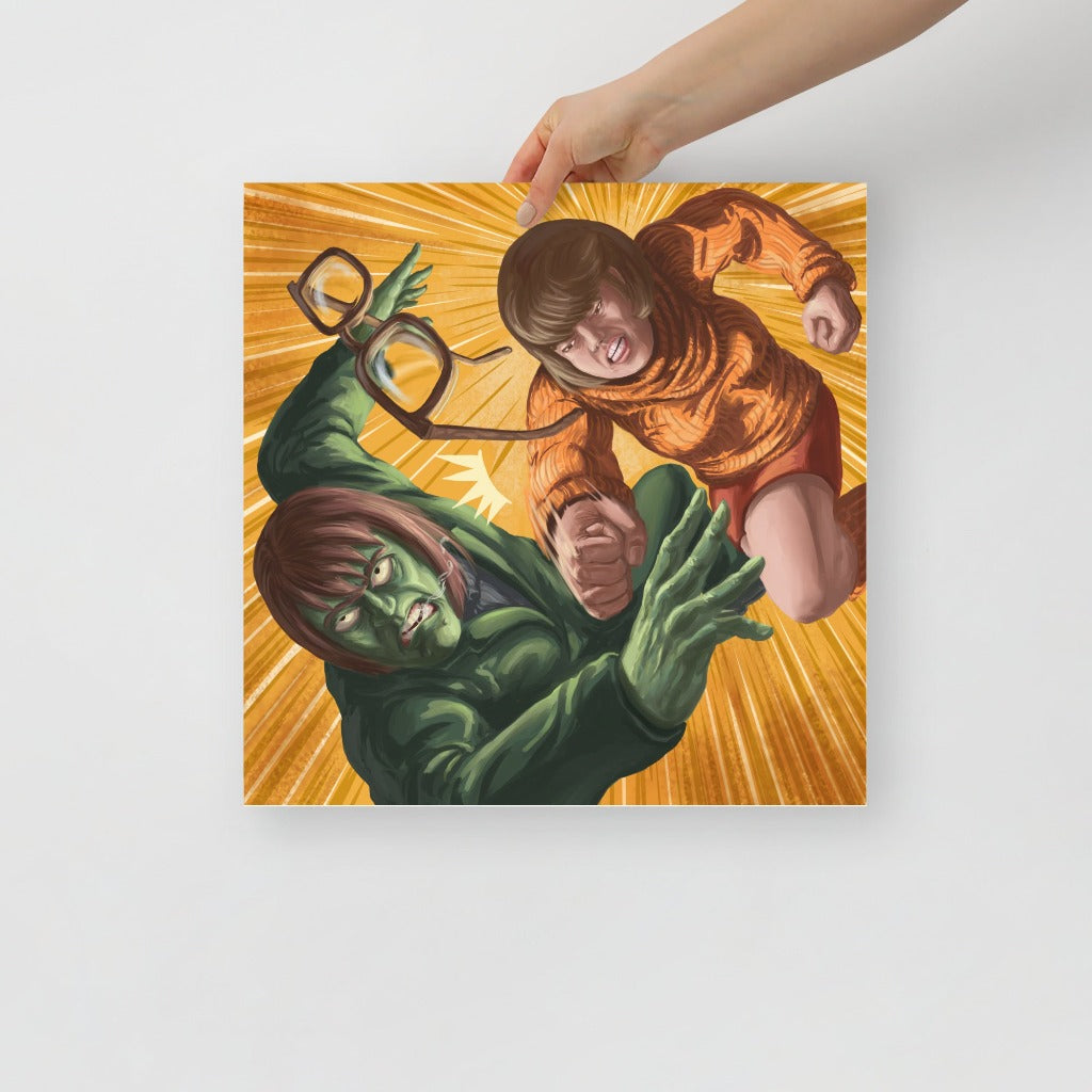 The Creeper with Velma from Scooby-Doo Art Print 16x16