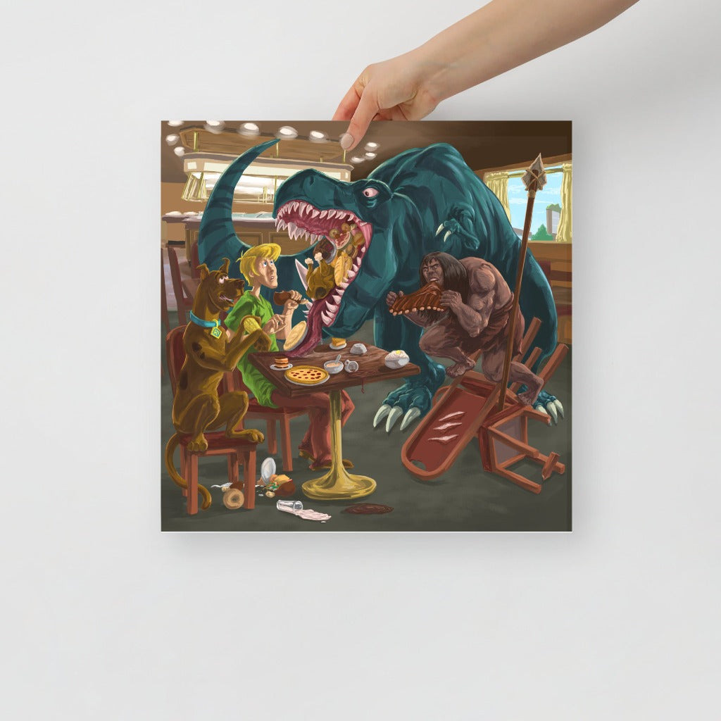 Primal Fang and Spear meet Scooby Doo and Shaggy Art Print 16x16