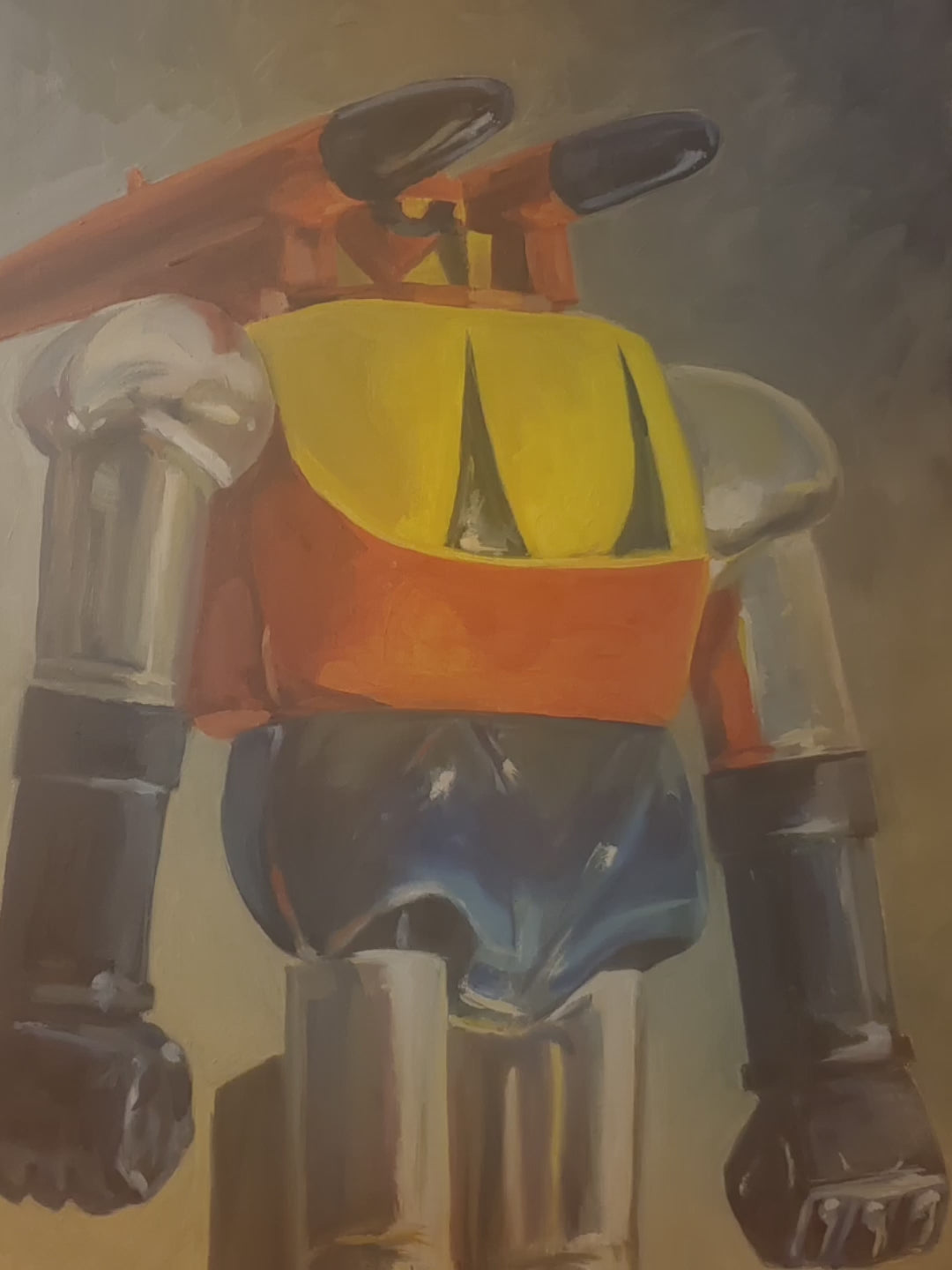 Tank oil on Canvas Painting Robot Toy Art video