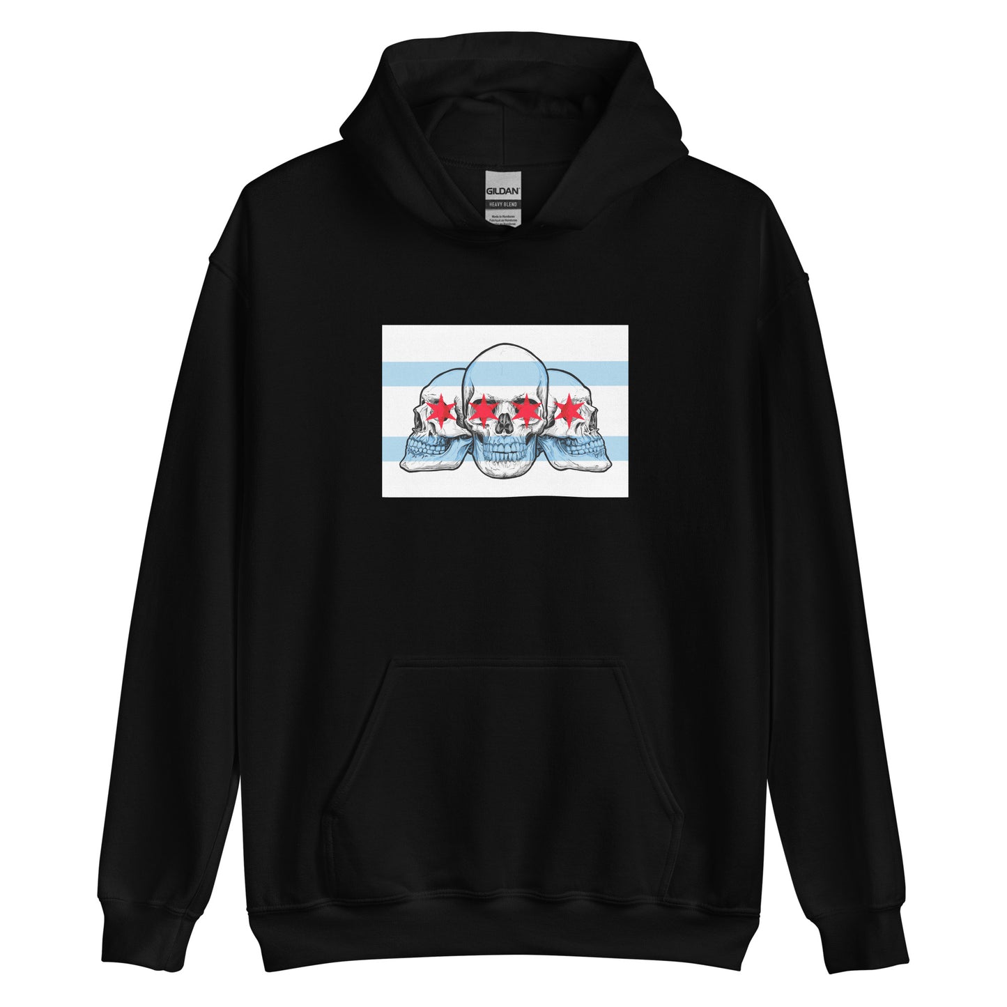 Chicago City Flag with Skulls Unisex Hoodie