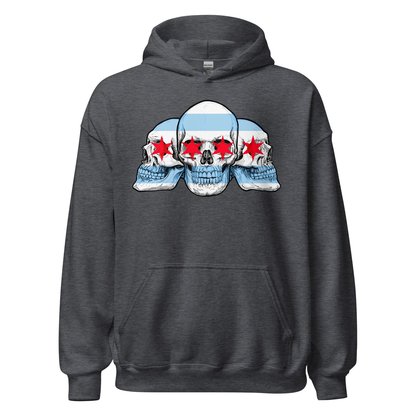 Chicago City Flag with Skulls Hoodie