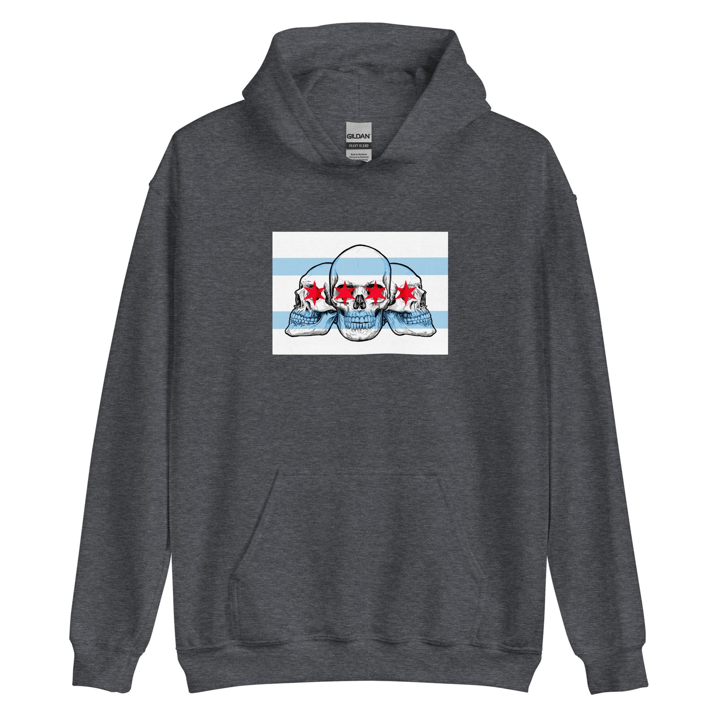 Chicago City Flag with Skulls Unisex Hoodie