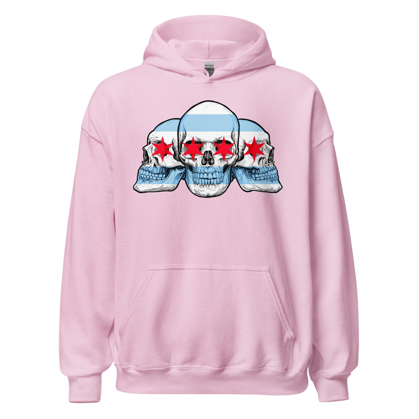 Chicago City Flag with Skulls Hoodie