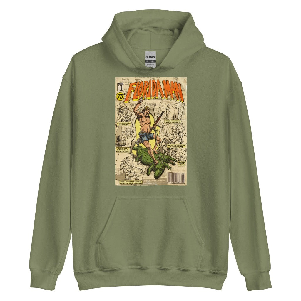 Florida Man Unisex Hoodie on Military Green