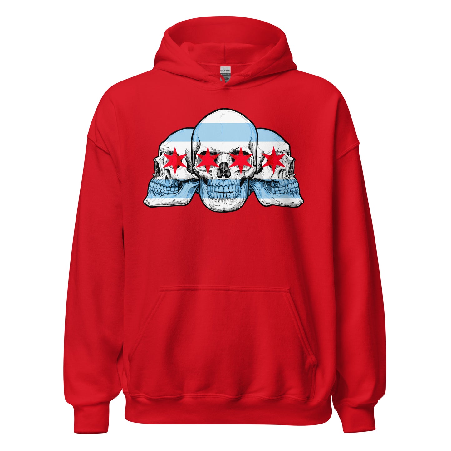 Chicago City Flag with Skulls Hoodie