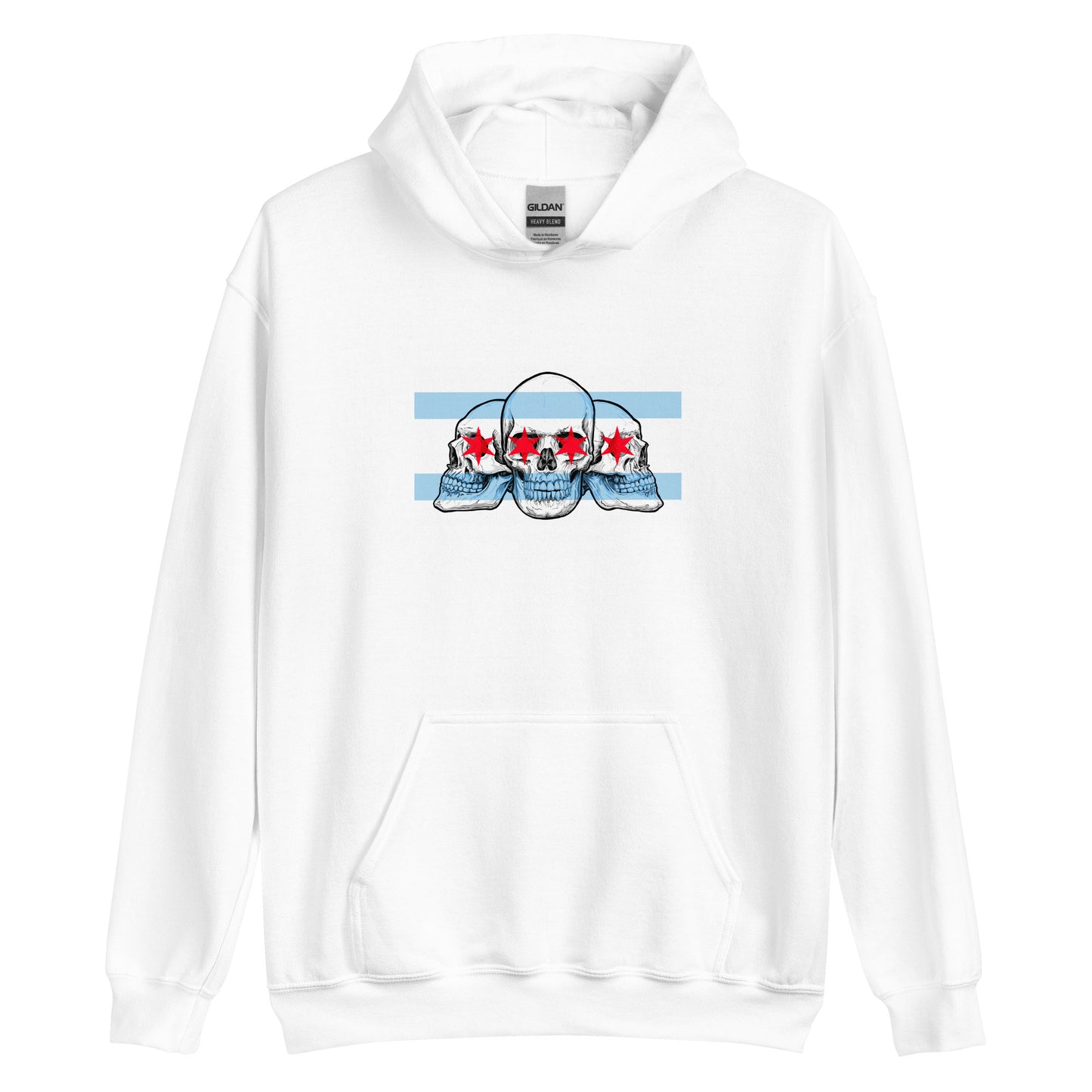 Chicago City Flag with Skulls Unisex Hoodie